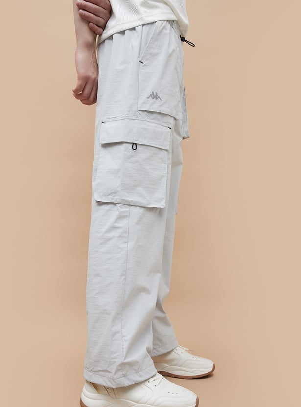 KAPPA Solid Relaxed Fit Sports Cargo Track Pants