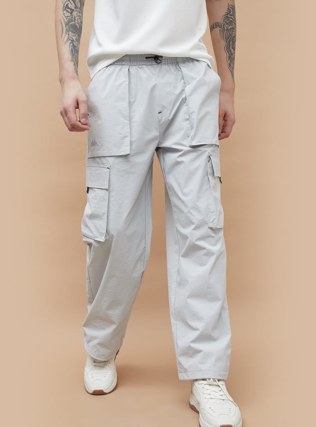 KAPPA Solid Relaxed Fit Sports Cargo Track Pants