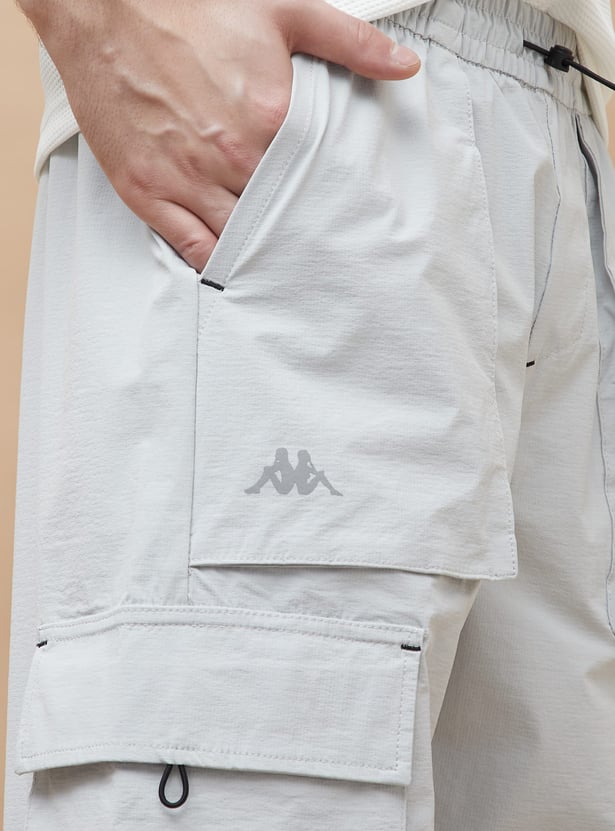 KAPPA Solid Relaxed Fit Sports Cargo Track Pants