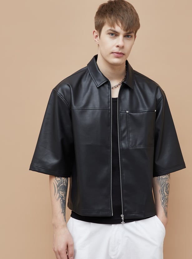FORCA NXT Solid Half Sleeves Biker Jacket