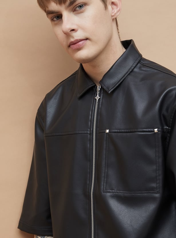 FORCA NXT Solid Half Sleeves Biker Jacket