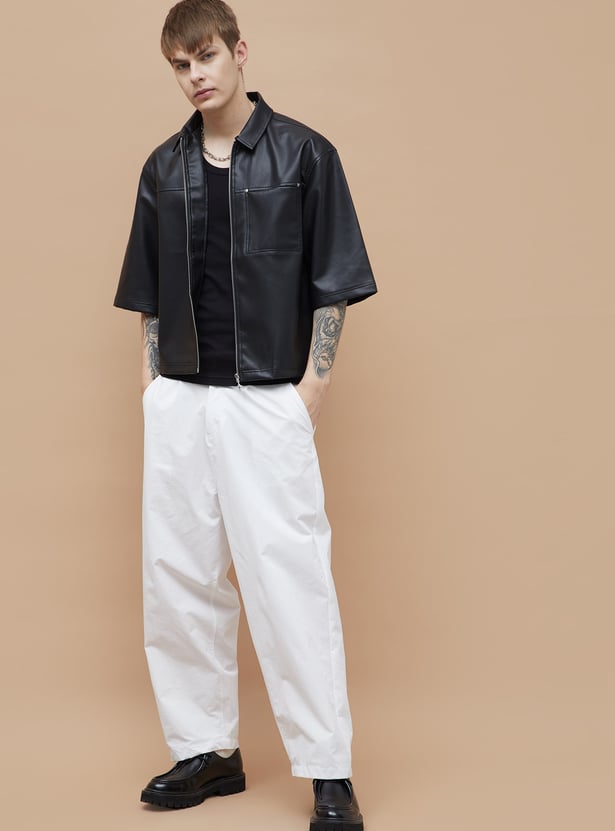 FORCA NXT Solid Half Sleeves Biker Jacket