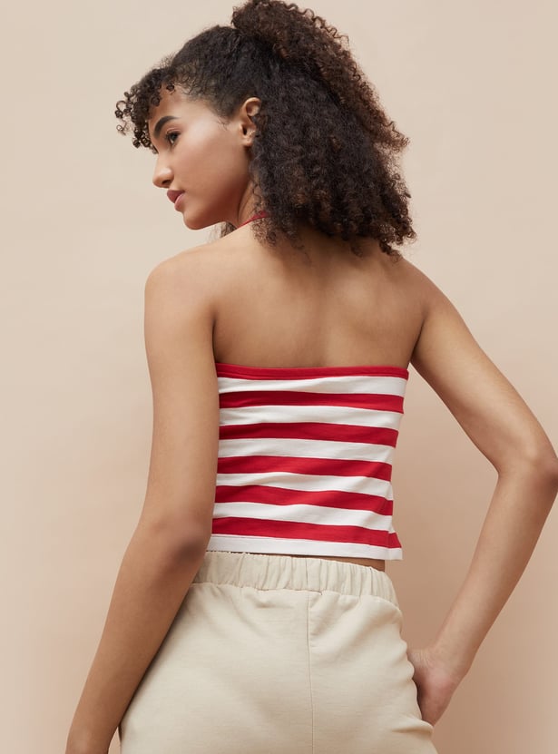 KAPPA Striped Halter Neck Crop T-shirt