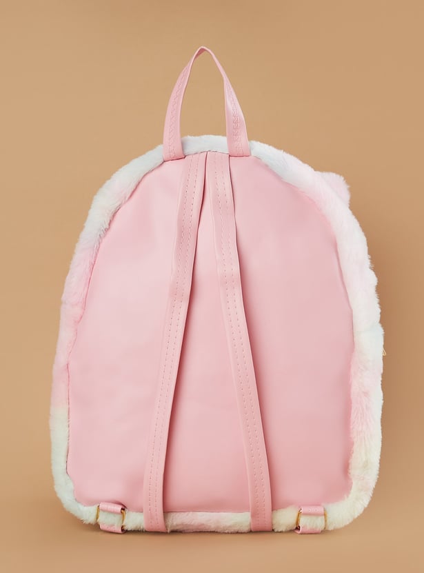 GINGER Cat Applique Fuzzy Backpack