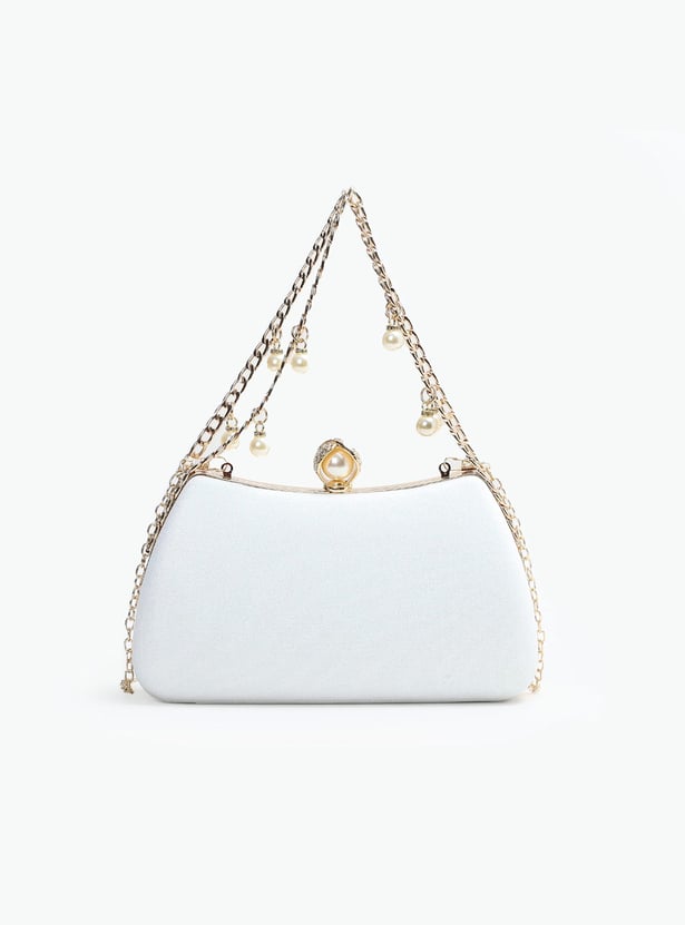 CODE Shimmery Clutch with Chain Strap