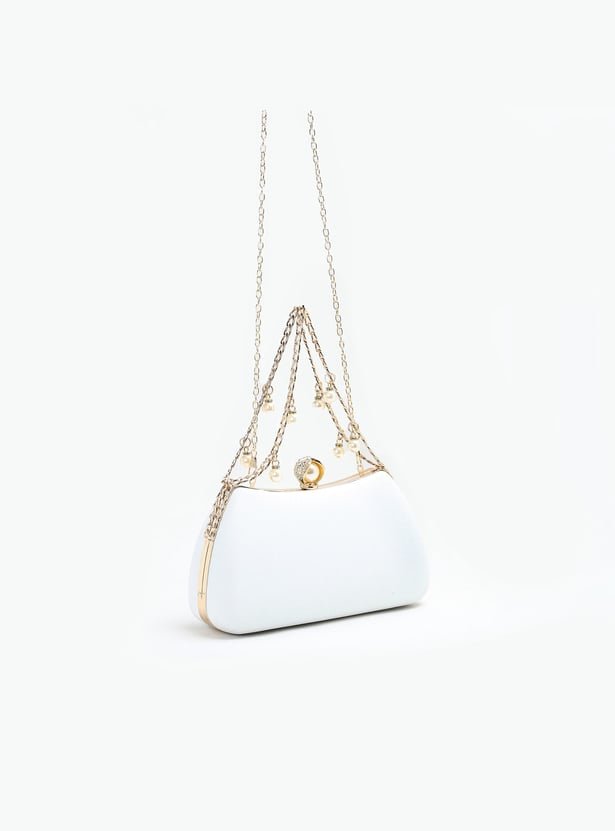 CODE Shimmery Clutch with Chain Strap