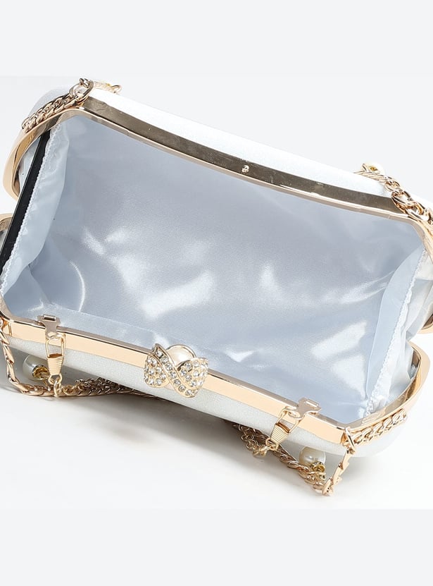 CODE Shimmery Clutch with Chain Strap