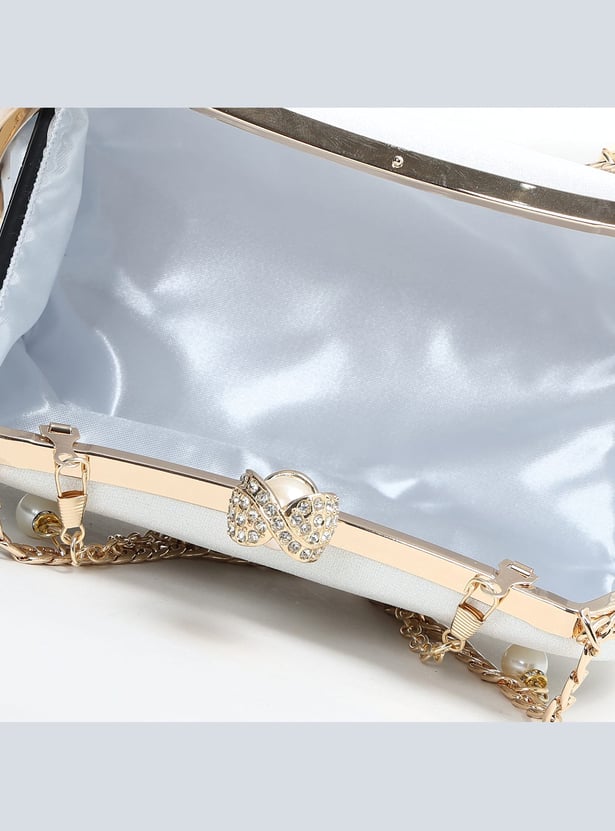 CODE Shimmery Clutch with Chain Strap