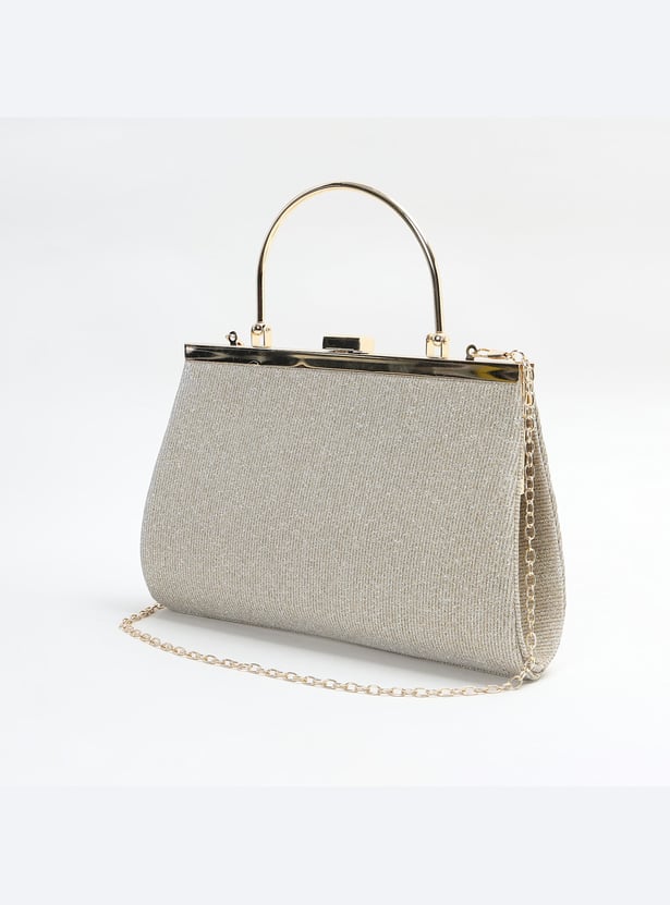 CODE Embellished Clutch with Chain Strap