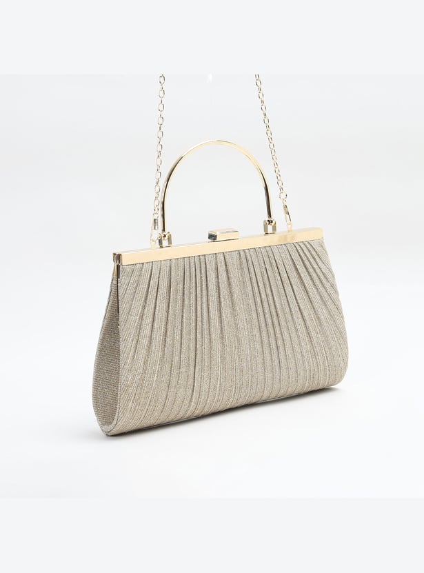 CODE Embellished Clutch with Chain Strap