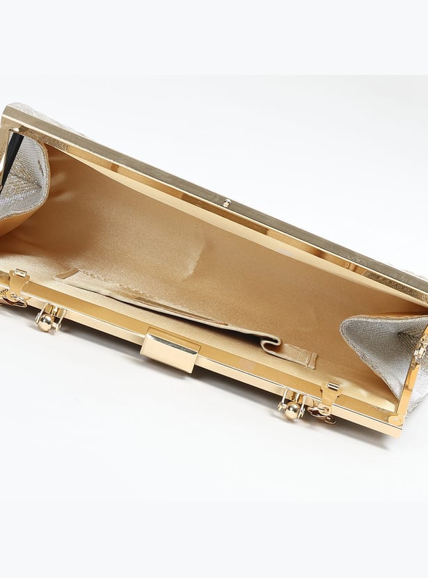 CODE Embellished Clutch with Chain Strap