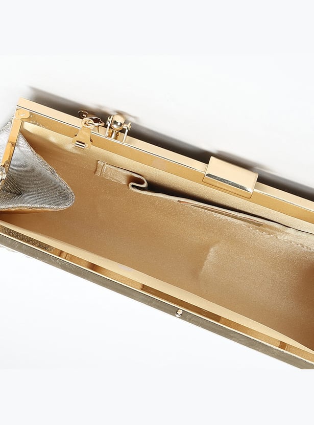 CODE Embellished Clutch with Chain Strap