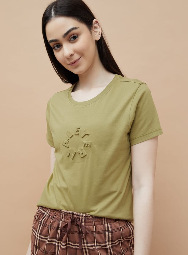 GINGER Textured Round Neck T-shirt