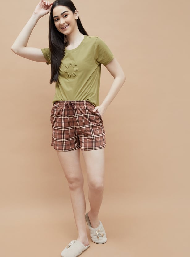 GINGER Textured Round Neck T-shirt