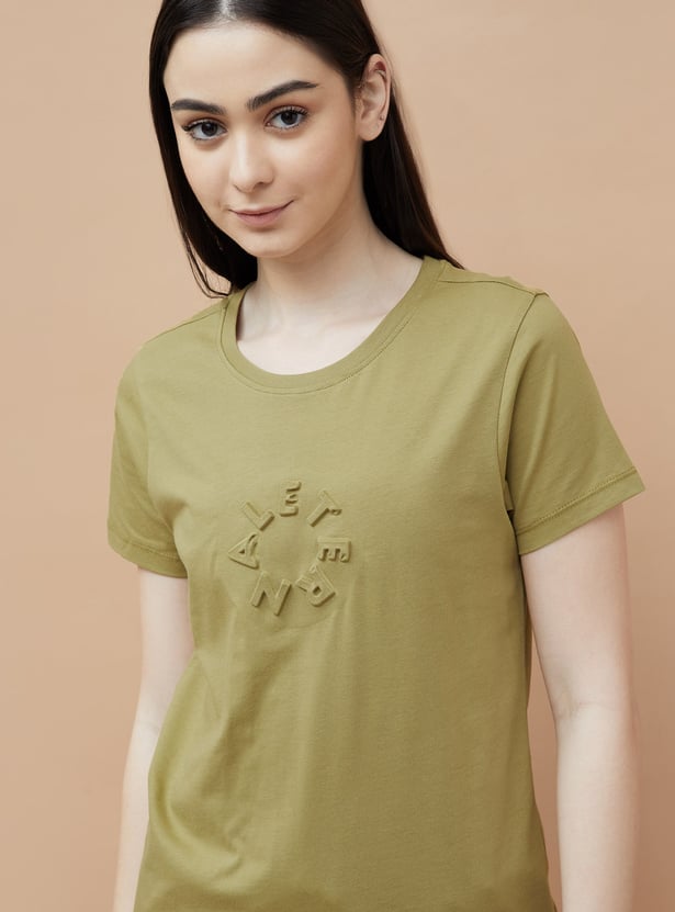 GINGER Textured Round Neck T-shirt
