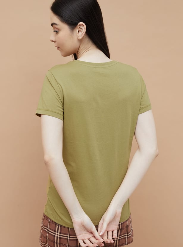 GINGER Textured Round Neck T-shirt