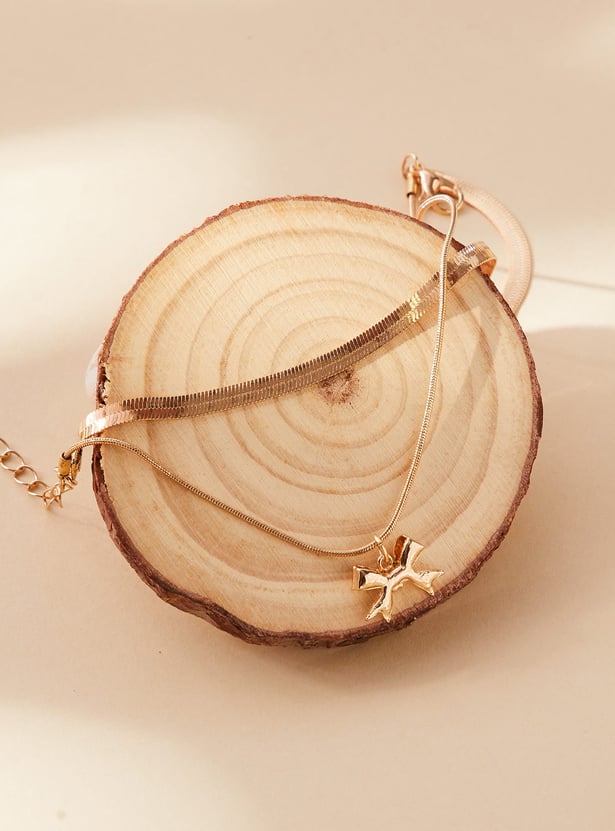 GINGER Layered Bracelet with Bow Charm