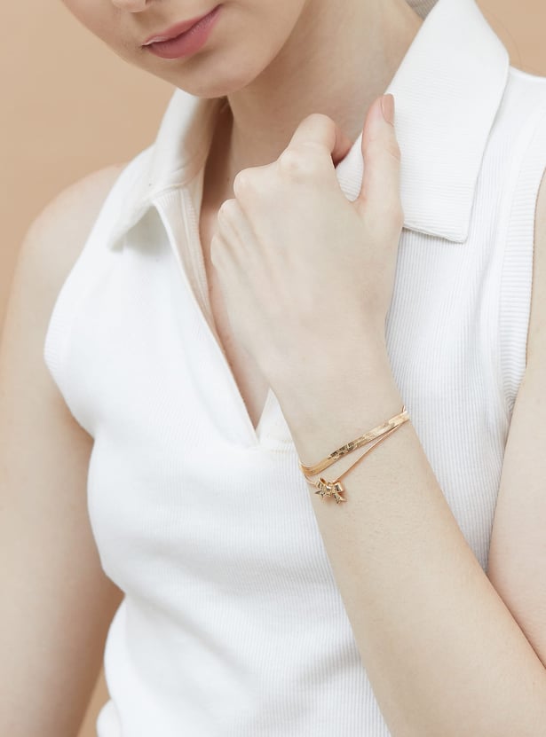 GINGER Layered Bracelet with Bow Charm