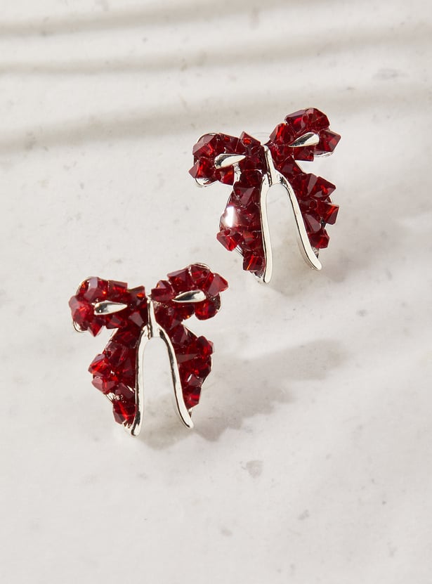 GINGER Embellished Bow Stud Earrings