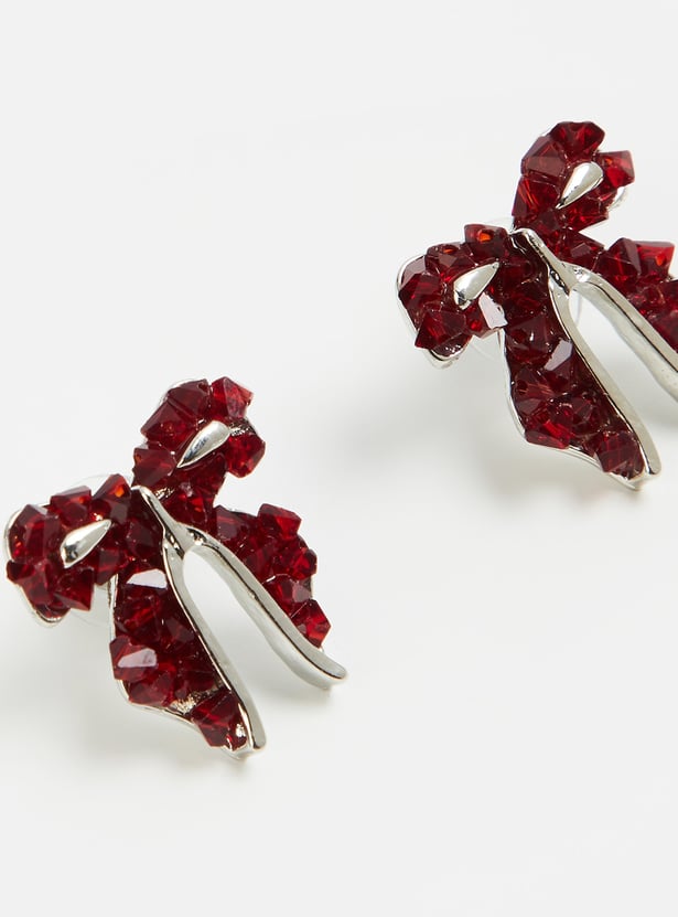 GINGER Embellished Bow Stud Earrings