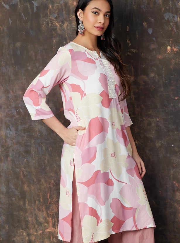 MELANGE Floral Print Straight Kurta