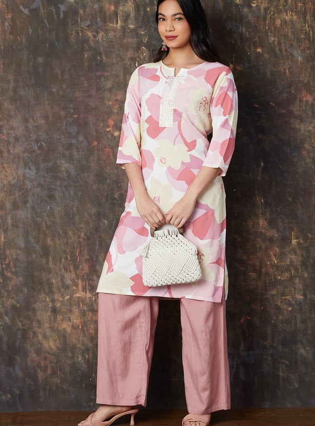 MELANGE Floral Print Straight Kurta