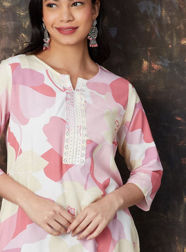 MELANGE Floral Print Straight Kurta
