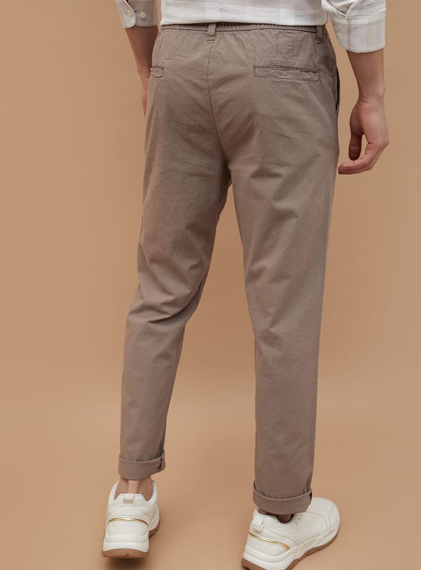 CODE UNWIND Textured Regular Fit Trousers