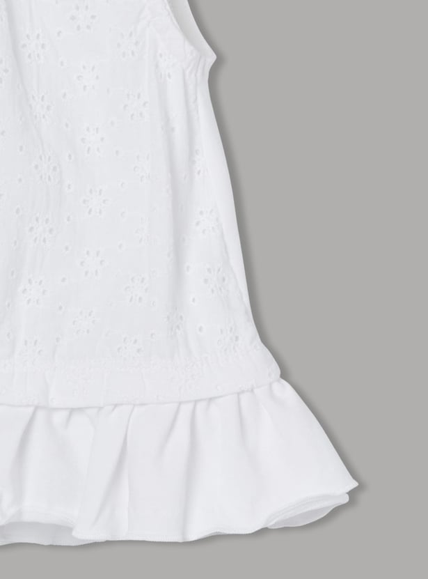 JUNIORS Girls Schiffli Sleeveless Top