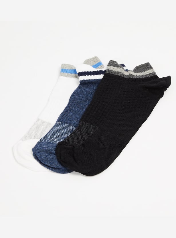 FORCA Striped Cuff Ankle-Length Socks - Pack of 3