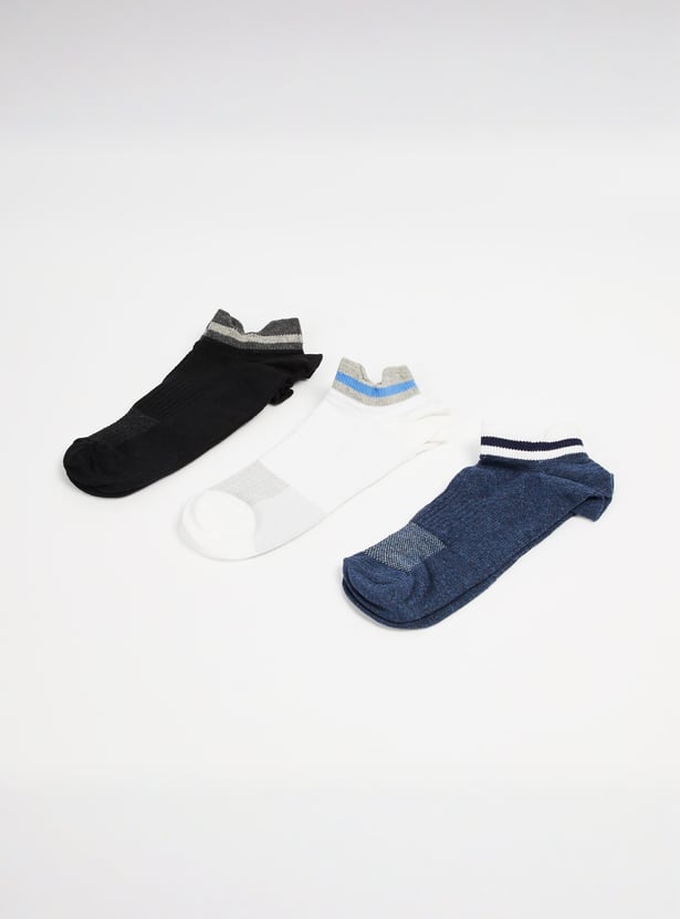 FORCA Striped Cuff Ankle-Length Socks - Pack of 3