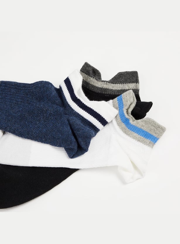 FORCA Striped Cuff Ankle-Length Socks - Pack of 3