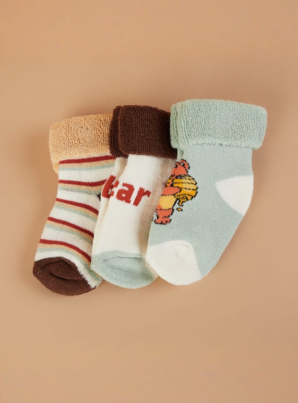 FAME FOREVER Chenille Patterned Ankle-Length Socks - Pack of 3