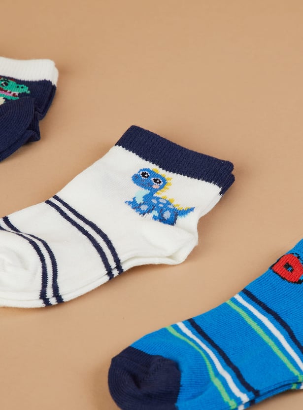 FAME FOREVER Patterned Ankle-Length Socks - Pack of 3