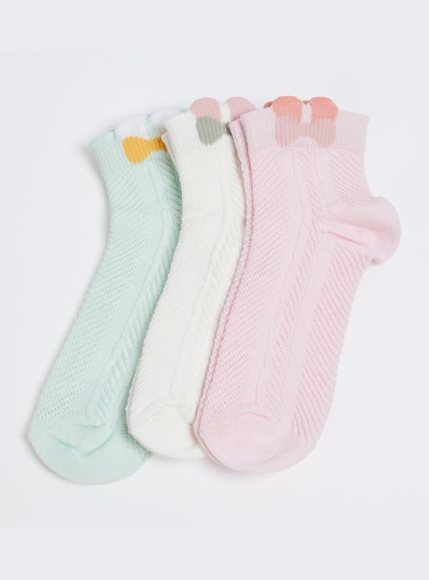 FAME FOREVER Knitted Ankle-Length Socks - Pack of 3