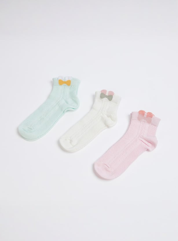 FAME FOREVER Knitted Ankle-Length Socks - Pack of 3