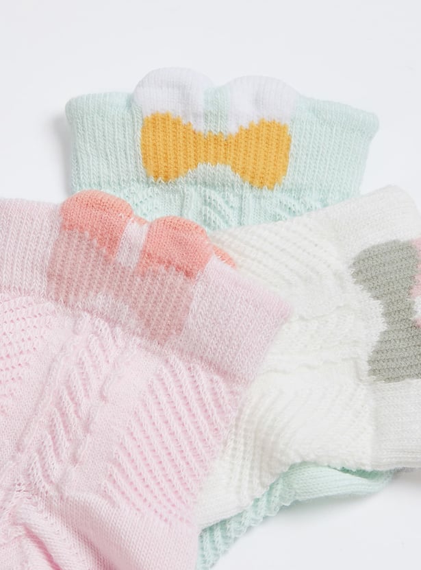 FAME FOREVER Knitted Ankle-Length Socks - Pack of 3