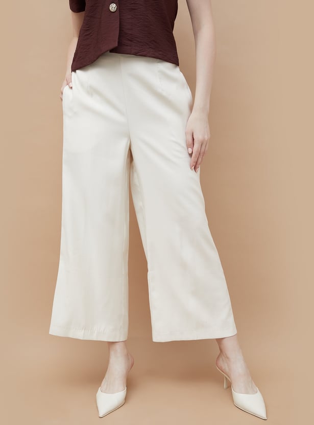 CODE Solid Wide-Leg Pants