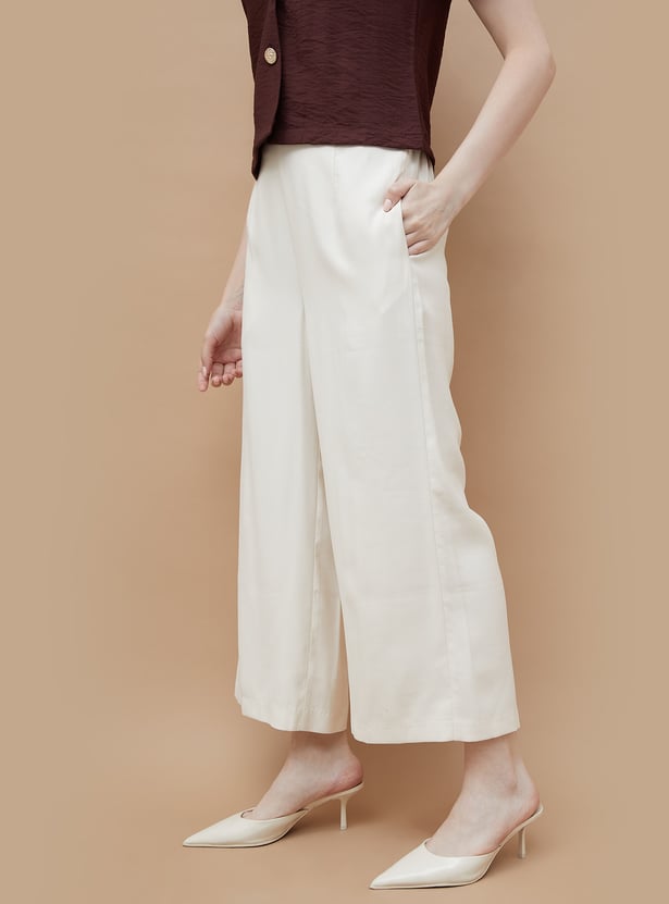 CODE Solid Wide-Leg Pants