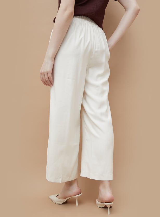 CODE Solid Wide-Leg Pants