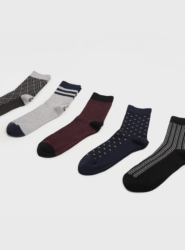 BONJOUR Printed Crew-Length Socks - Pack of 5