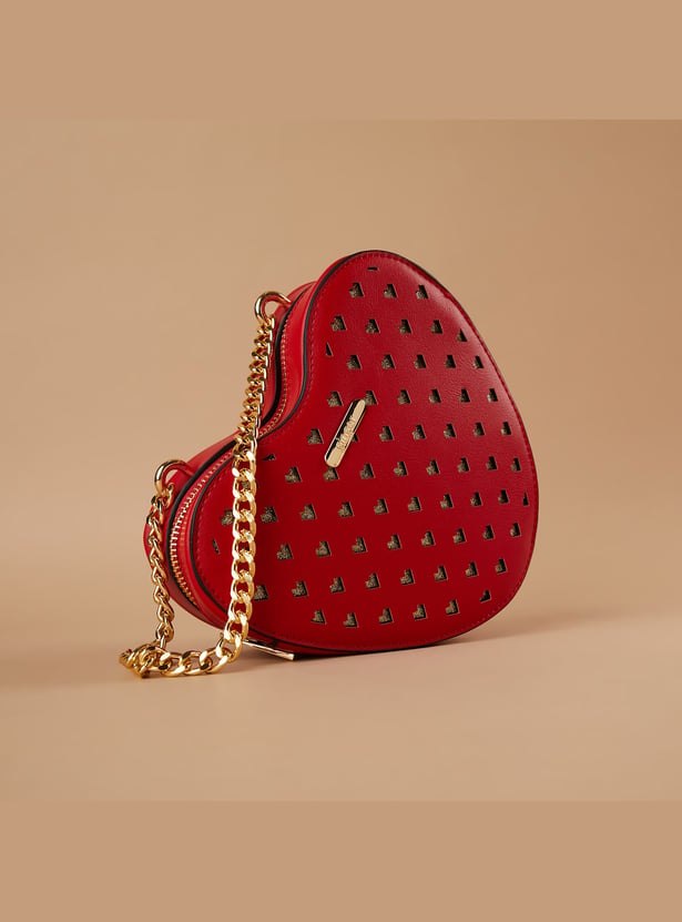 GINGER Perforated Heart-Shaped Sling Bag