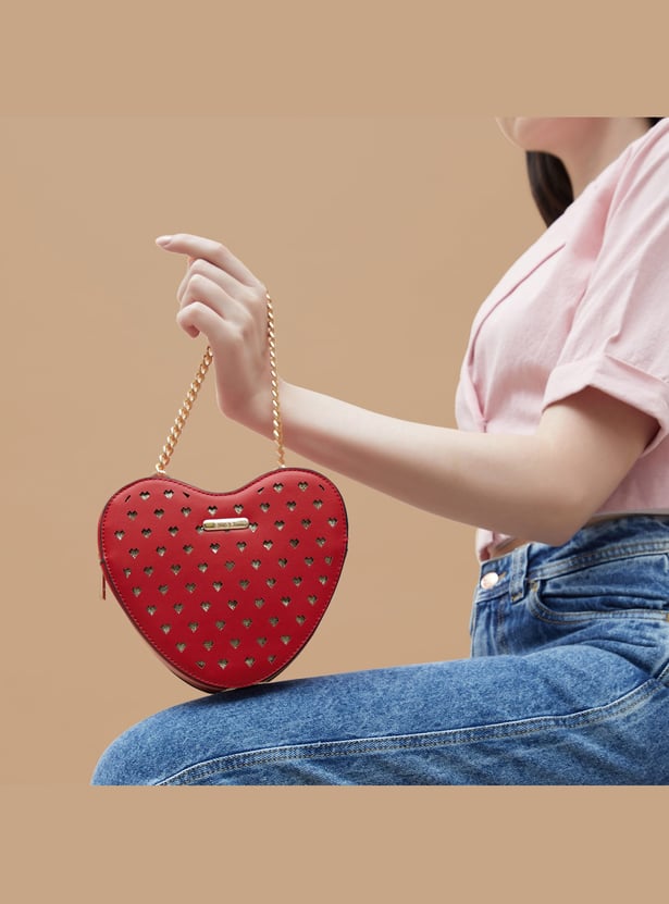 GINGER Perforated Heart-Shaped Sling Bag