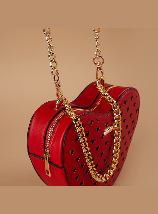 GINGER Perforated Heart-Shaped Sling Bag
