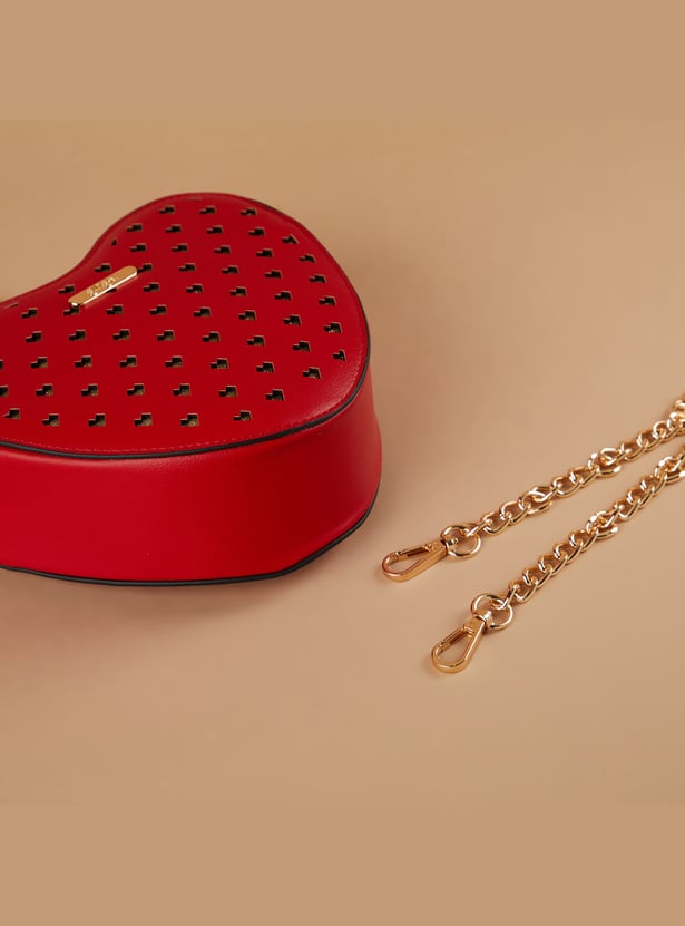 GINGER Perforated Heart-Shaped Sling Bag