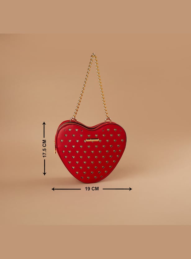 GINGER Perforated Heart-Shaped Sling Bag