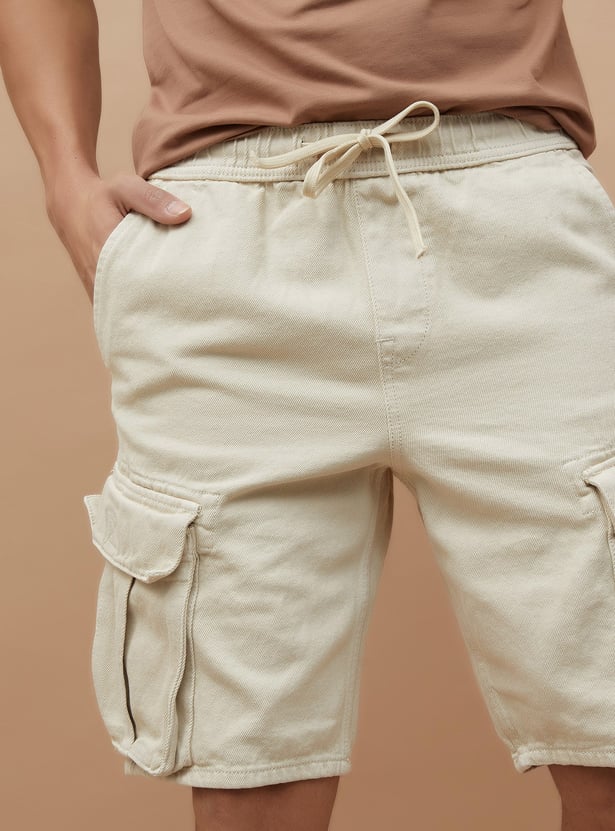 FORCA Solid Regular Fit Cargo Shorts