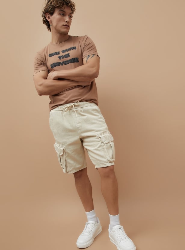 FORCA Solid Regular Fit Cargo Shorts