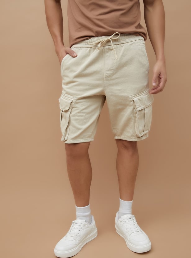 FORCA Solid Regular Fit Cargo Shorts
