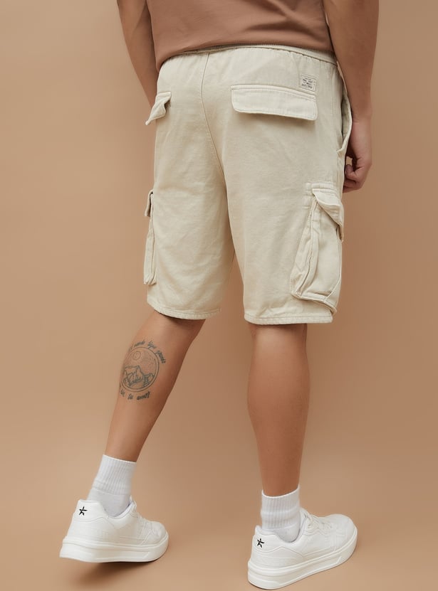 FORCA Solid Regular Fit Cargo Shorts